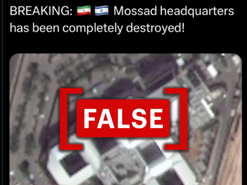 No, Mossad HQ has not been 'completely destroyed'